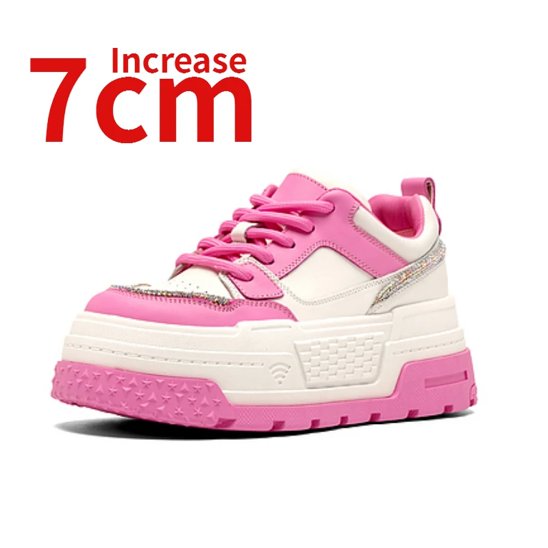 

Retro Board Shoes for Women Increased 7cm Spring New Height Increasing Thick Soled Casual Shoes Versatile Elegant Women's Shoes