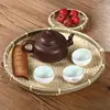 5pcs/set Handmade Weaving Bamboo Sieve Raft Round Storage Trays Basket DIY Home Decor Fruit Bread Basket Kitchen Storage 4