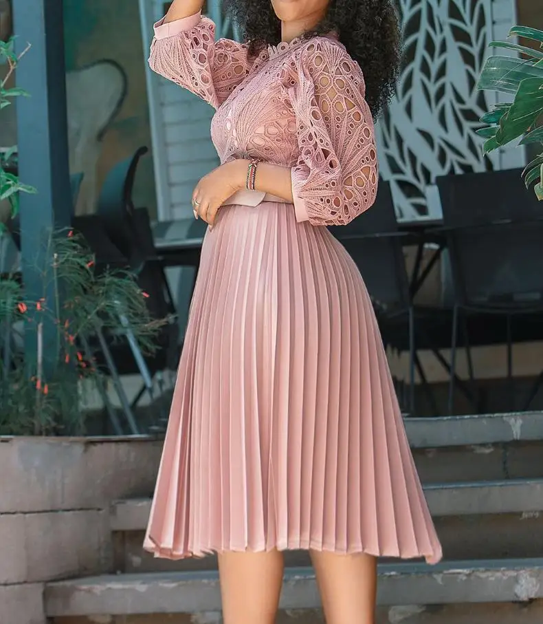 Women Elegant Dresses Fall 2023 Fashion Three Quarter Sleeve Lace