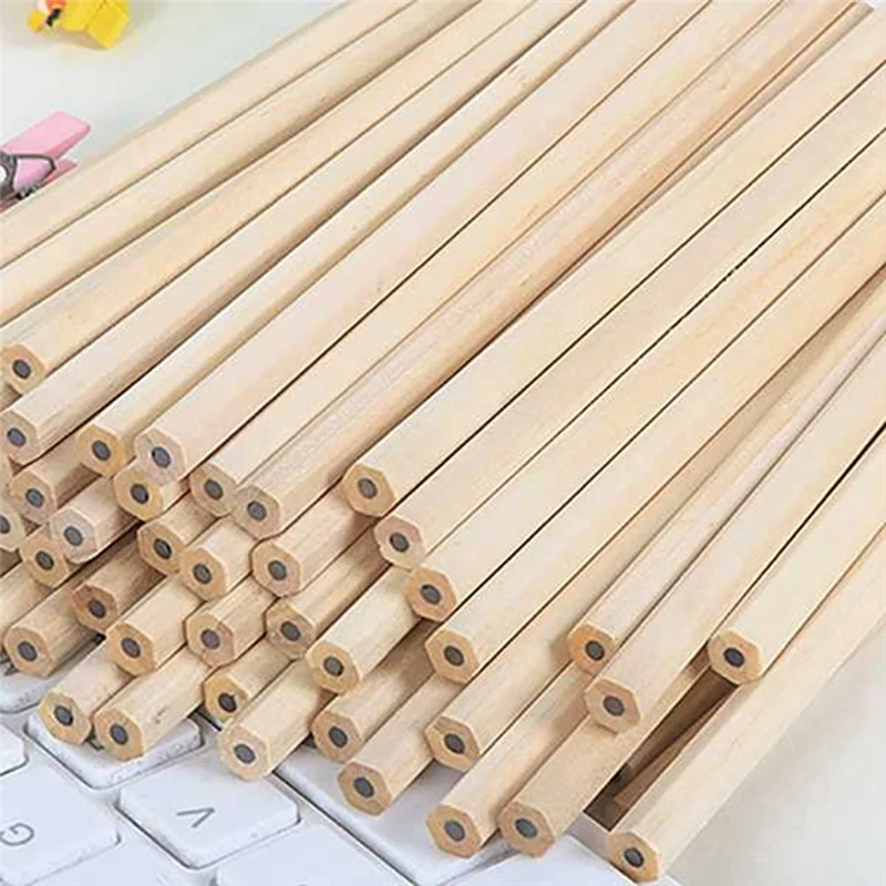 AED7-100Pcs 나무 연필 흰색 막대 쓰기 연필 학생 어린이 상금 편지지 사무 용품