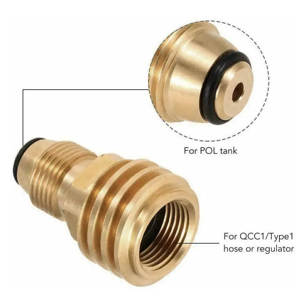 Propane LP TANK POL Service Valve to QCC Outlet Adapter for Camping