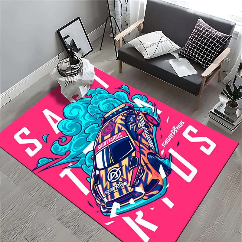 Cool Racing Car Pattern Non-Slip Area Rug