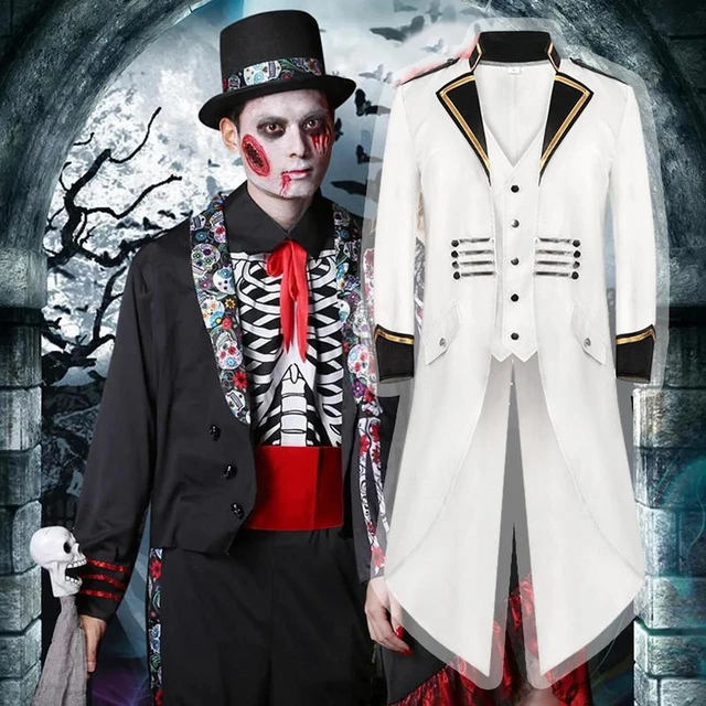 Steampunk Men Coat Halloween Steampunk Costume Vintage Victorian Uniform  Middle Length Punk Coat For Masquerade Vampire Costume