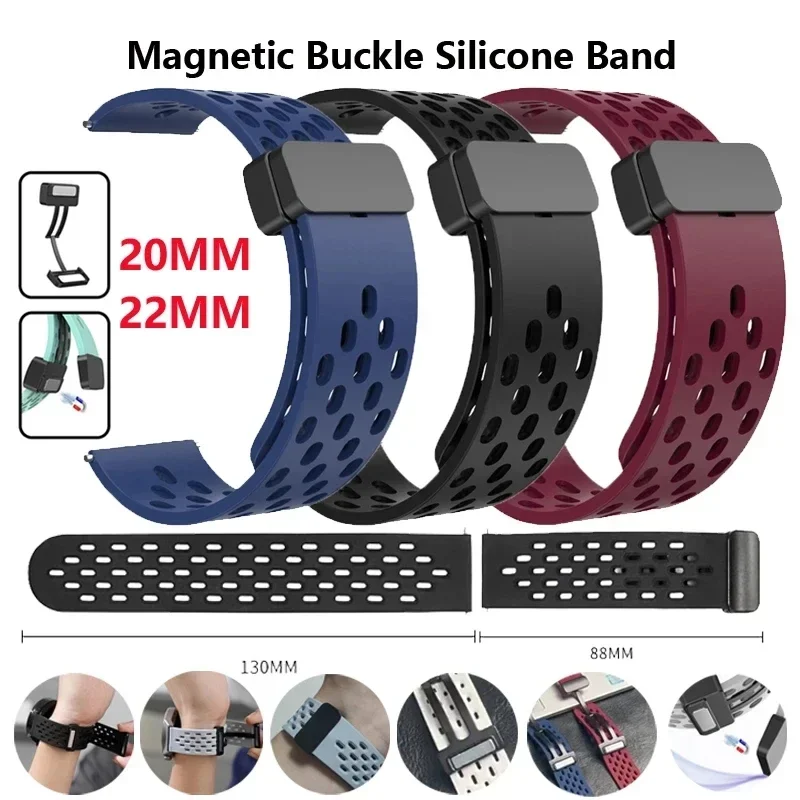 Magnetic Buckle Watch Strap, 20mm & 22mm Adjustable Band