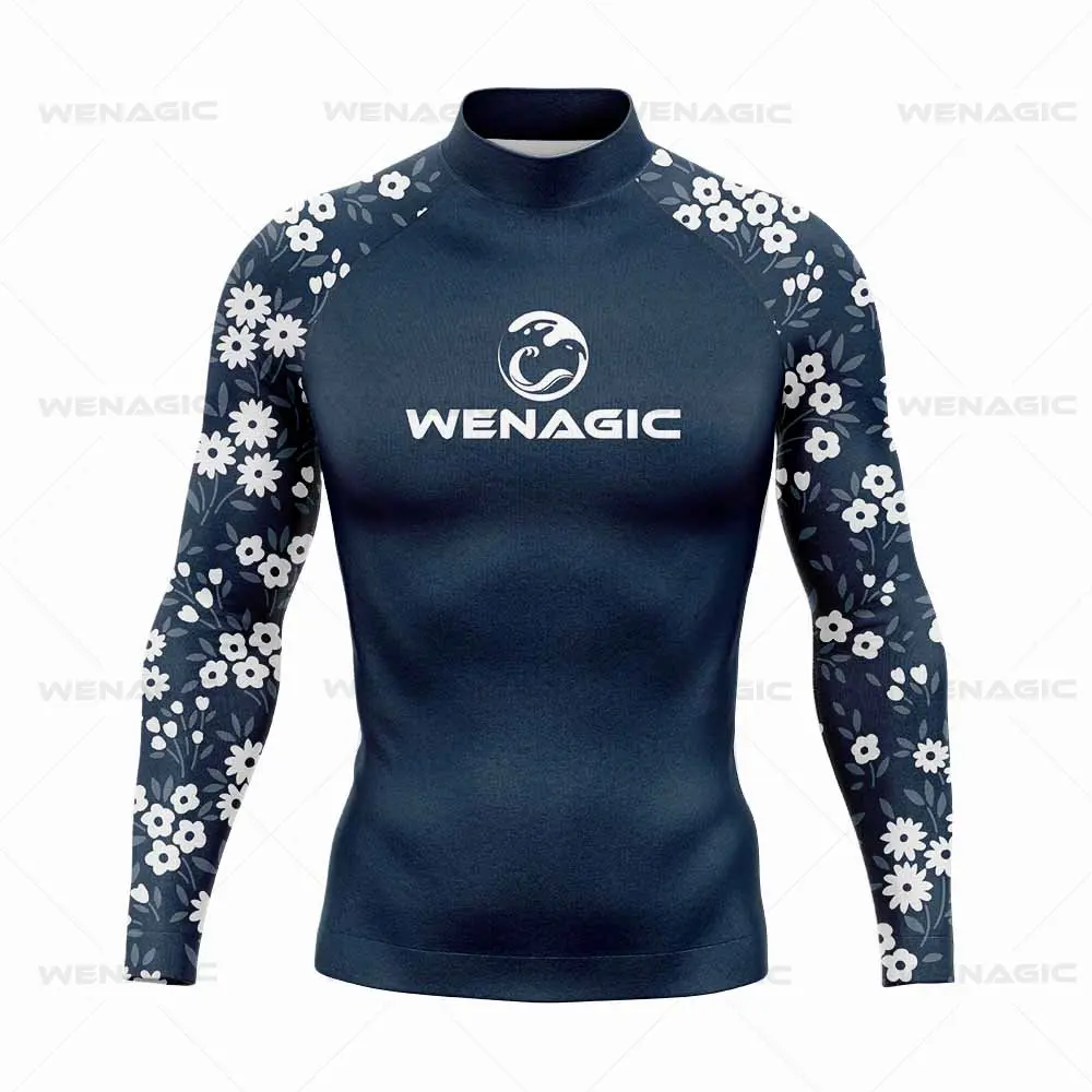 Surfing Swimming Diving T-Shirts Tight Long Sleeve Rash Guard Swimwear Men's UV Protection Surf Clothing Beach Floatsuit Tops