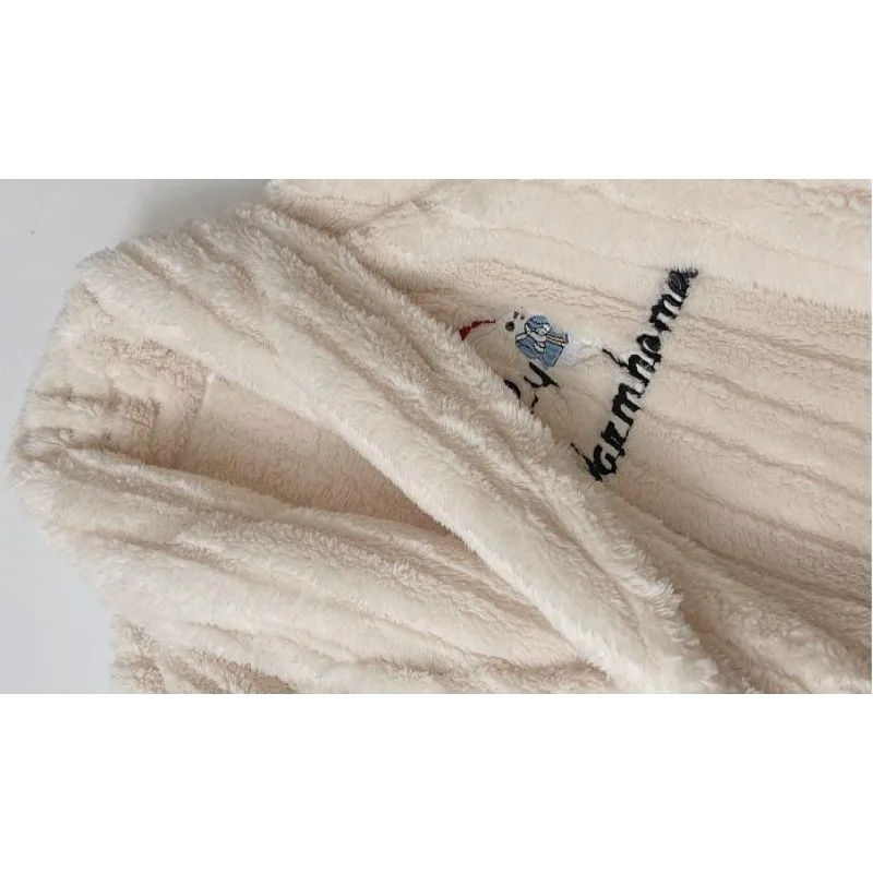 Long Nightgown for Men Coral Velvet Bathrobe Long Sleeve Pajamas for Male Autumn Winter Thickened Warm Flannel Bathrobe Homewear