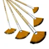 5pcs Artist Fan Paint Brushes Set- Soft Anti-Shedding Nylon Hair Wood Handle Paint Brush Set for Acrylic Watercolor Oil 1