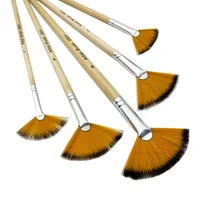 5pcs Artist Fan Paint Brushes Set- Soft Anti-Shedding Nylon Hair Wood Handle Paint Brush Set for Acrylic Watercolor Oil 1