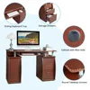 Computer Desks,115* 55*74cm 15mm MDF Portable 1pc Door with 3pcs Drawers Computer Desk (A Box) Coffee Color 5