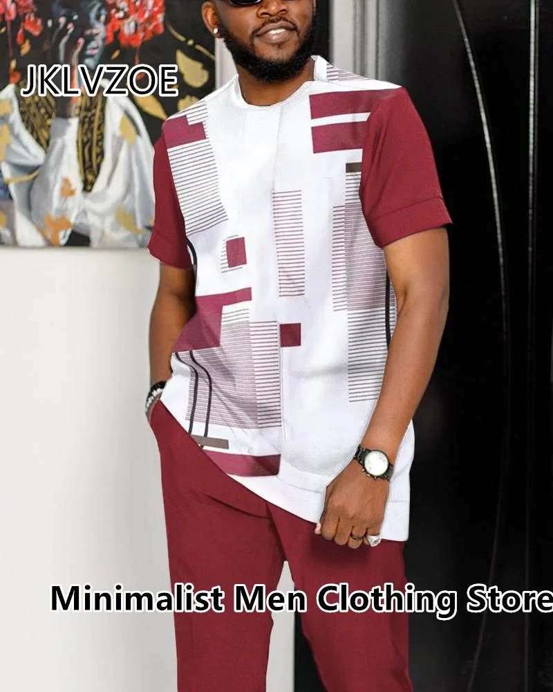 Summer Tracksuit Sportwear Suit Oversized Casual Trend Short Sleeves TShirt+Long Pants Jogger Sets Male Clothes 2 Piece Outfit