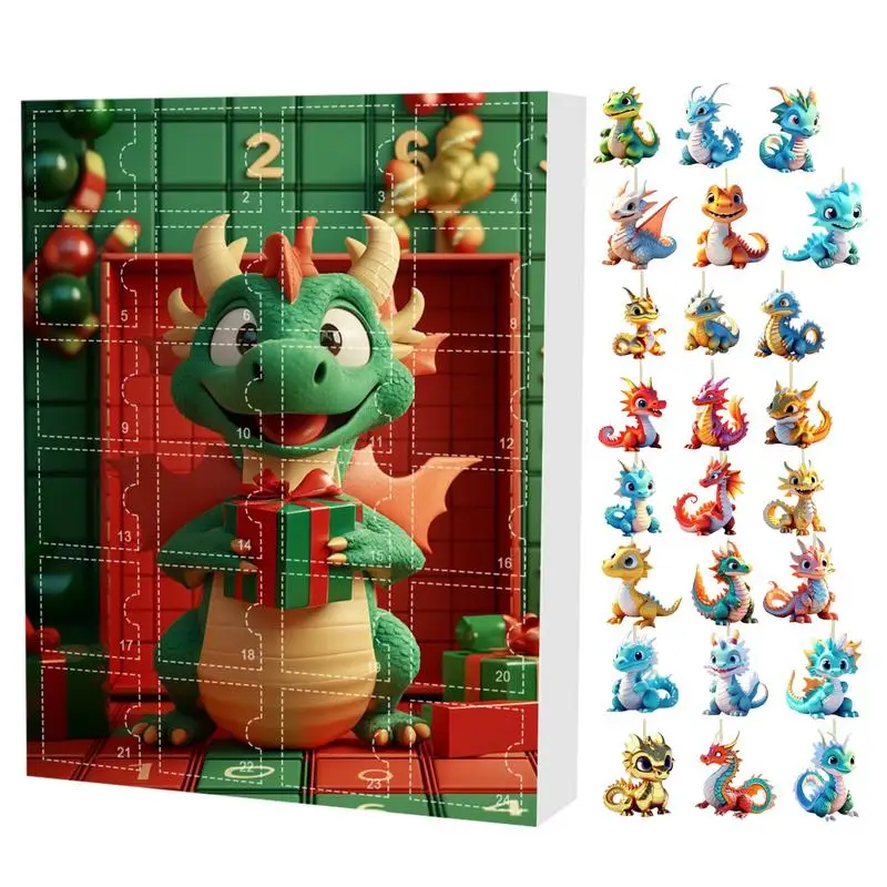 Calendrier De L'Avent Dragon De Noël 2025 - 24 Pendentifs En Acrylique 2D - Décoration Pour Porte, Fenêtre, Sapin - Thème Féerique - 11