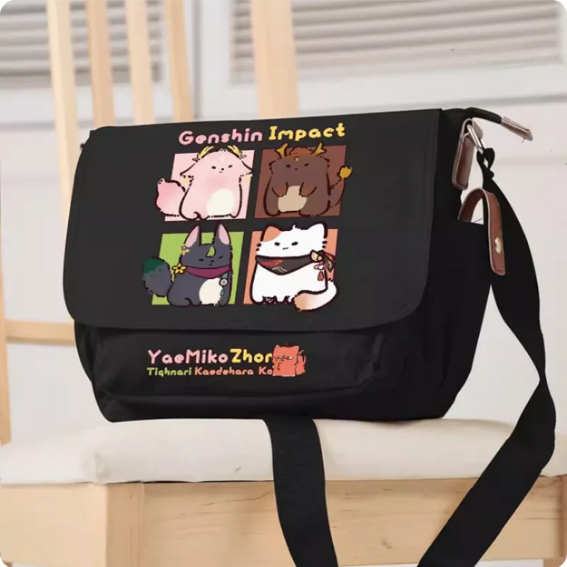Anime Genshin Impact Yae Miko Zhongli  School Bag Fashion Leisure Teenagers Student Messenger Handbag