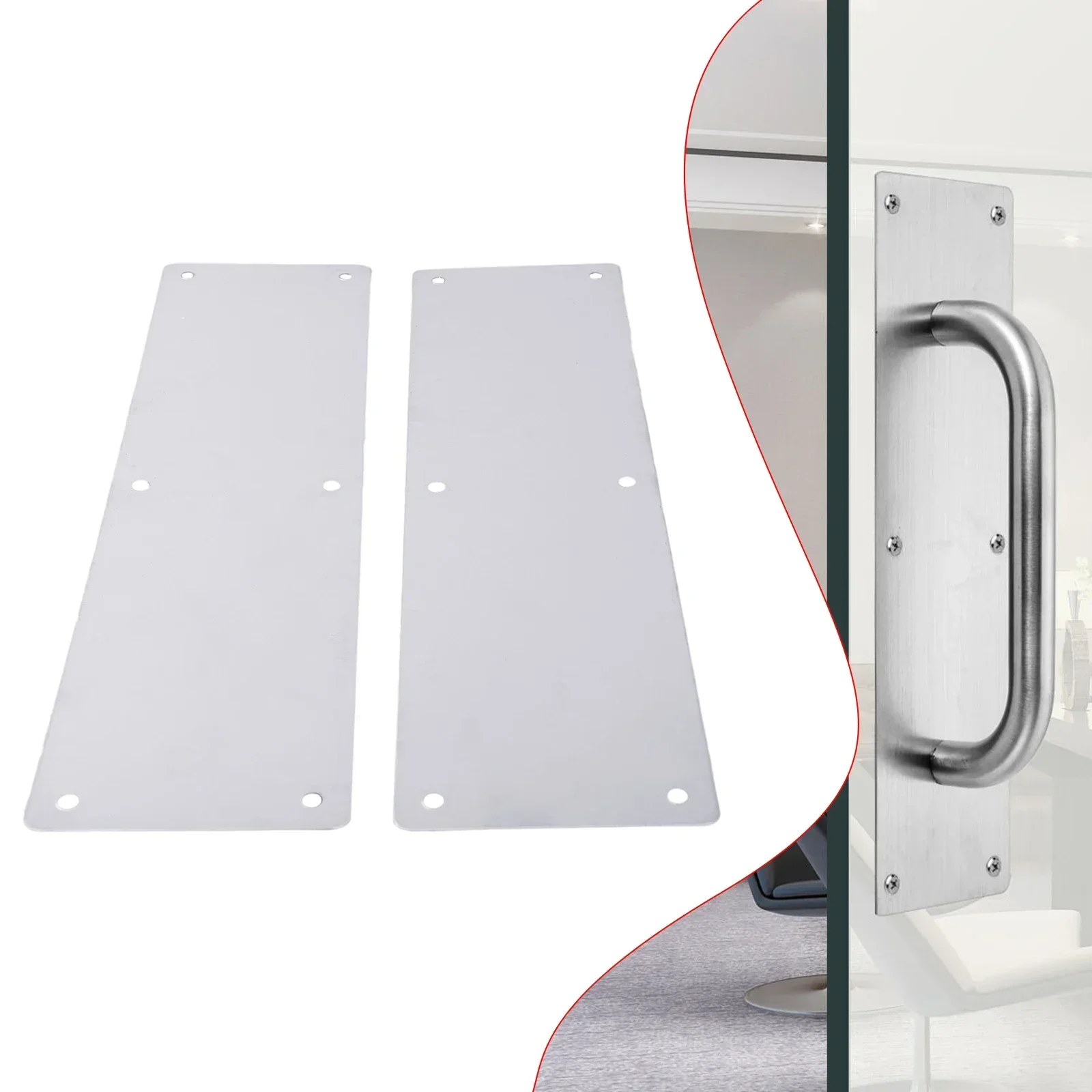 Hardware Door Kick Plate Without Word Plate Door Protection Kick Silver Stainless Steel Practical Durable