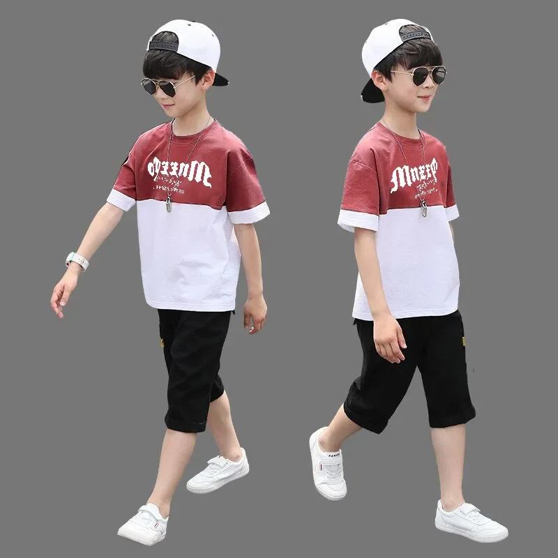 Boys Clothing Sets Tracksuit Teen 6 8 9 10 12 Year Summer Casual Outfit T-shirt + Pants Boys Clothes Children Clothing Suit Kids