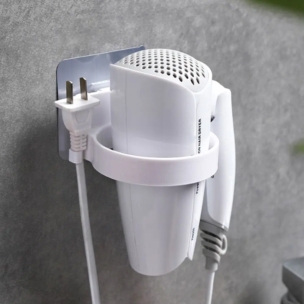 

Durable No Drilling Stand Wall Mounted Organizer Bathroom Hairdryer Holder Wall Shelf Storage Rack Hanger