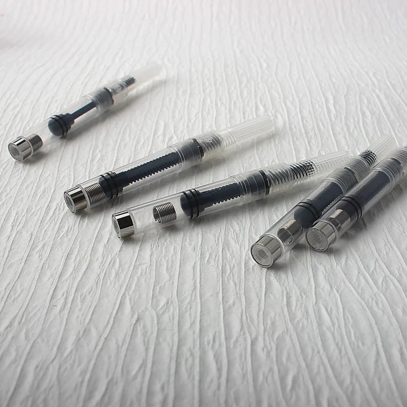 10pc pera bělouš 2.6mm /3.4mm kov ferrule fontána pero tuž cartridges konvertor