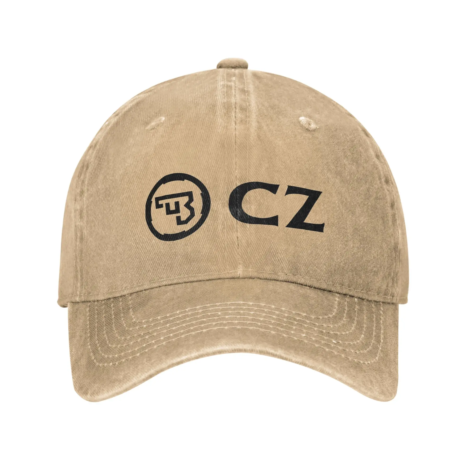 Weiße CZ Guns Logo Washed Denim Cap, lässige Baseballkappen, verstellbare Mütze, Sommer-Unisex-Baseballmützen