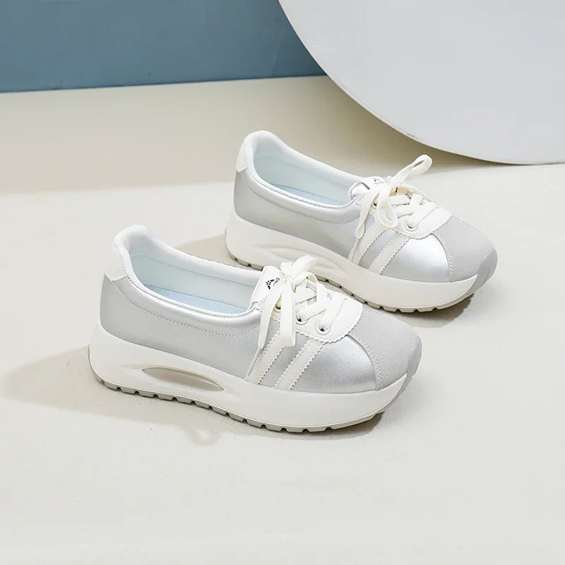 Women's Shoes 2024 Lace-up Women's Vulcanize Shoes Fashion Color Matching Ladies Casual Shoes New Round Head Classic Sneakers 5
