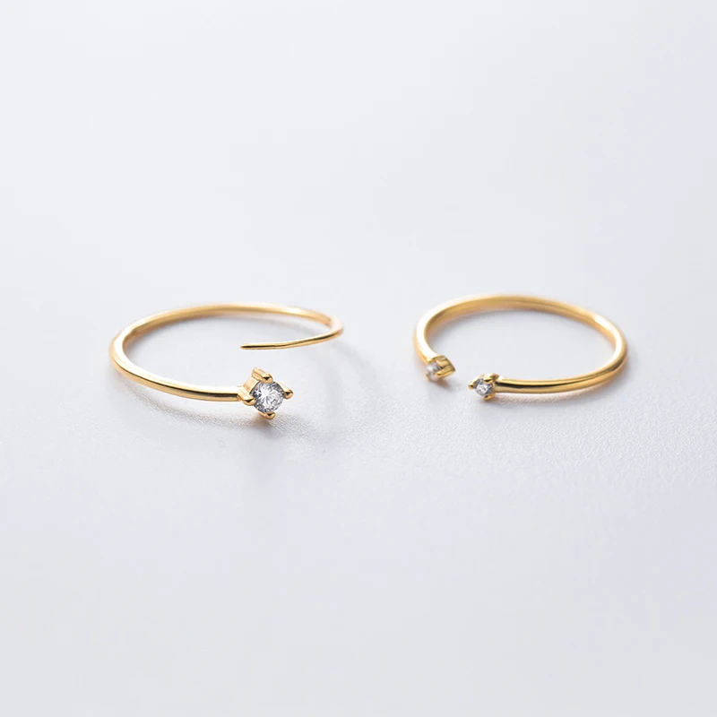 Women Silver Ring Gold Plated Silver Ring 925 Sterling Silver Zircon Finger Ring