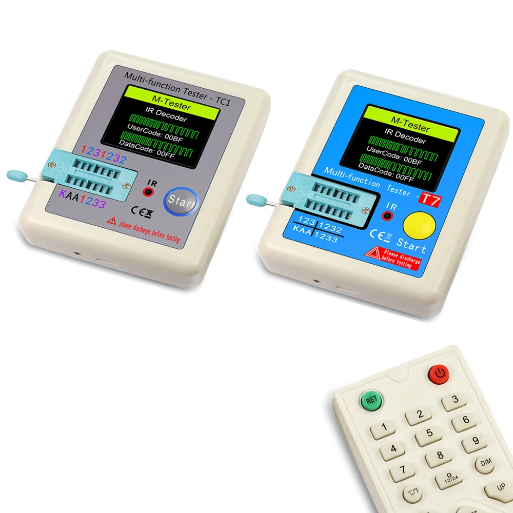 LCR-TC1 LCR-T7 트랜지스터 테스터 멀티미터 다이오드 트라이오드 MOS/PNP/NPN 커패시터 저항 트랜지스터용 컬러풀 디스플레이 TFT