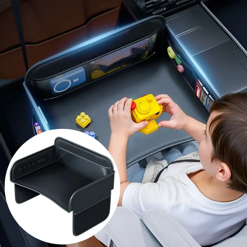 어린이용 차량 식사용 그림 그리기 테이블 가죽 유니버설 안전 시트 트레이 뒷좌석 어린이 테이블 도구 장난감 휴대폰 수납 포켓 랩 데스크