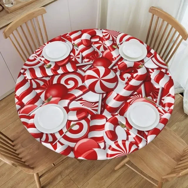 

Round bedsheet tablecloth with elastic edge, gold Christmas tree decoration, kitchen and dining table cloth cover