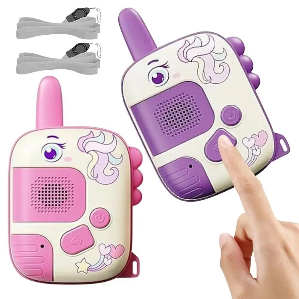 1 Pair Lovely Dinosaur Walkie Talkies Wearable Lanyard One Click Call Wireless Communication Long Range