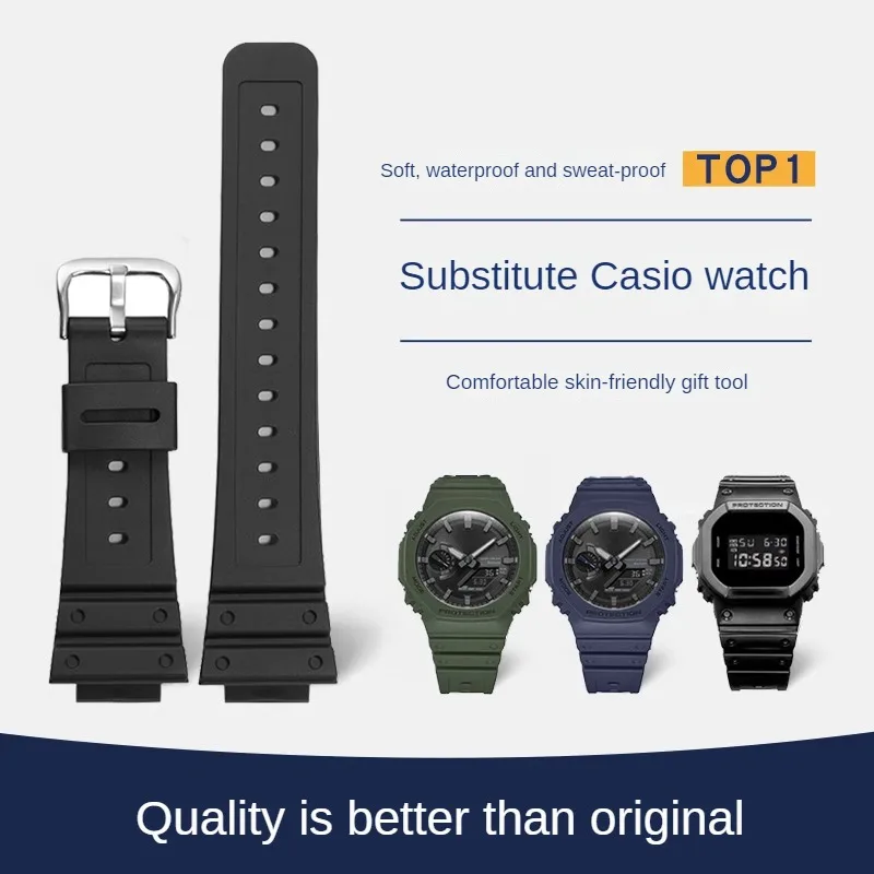 

Rubber Watch Strap Substitute Small Block Watch DW5600 GW-5000 5035 GW-M5610 Series Convex Interface Silicone Watchband 16mm