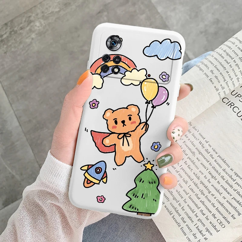 SEAHAI Cover Per Xiaomi Poco M4 Pro 4G – Custodia Trasparente Con Motivo Gatto – Silicone TPU Ultrasottile Antiurto - 5
