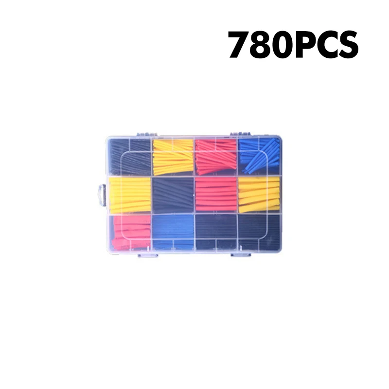 780pcs/Set PE Shrinking Assorted Heat Shrink Tube Wire Cable Insulated Sleeving Tubing Set 2:1 Wire Cable Sleeve Kit 24pcs rainbow color heat shrink tube kit shrinking assorted polyolefin insulation sleeving heat shrink tubing wire cable