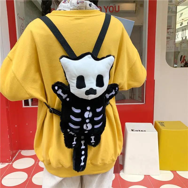 Cute Black Devil Skeleton Plush Backpack Horror Monster Gothic Bags For  Girl Boy Backpack Doll Cartoon Travel Backpack - AliExpress