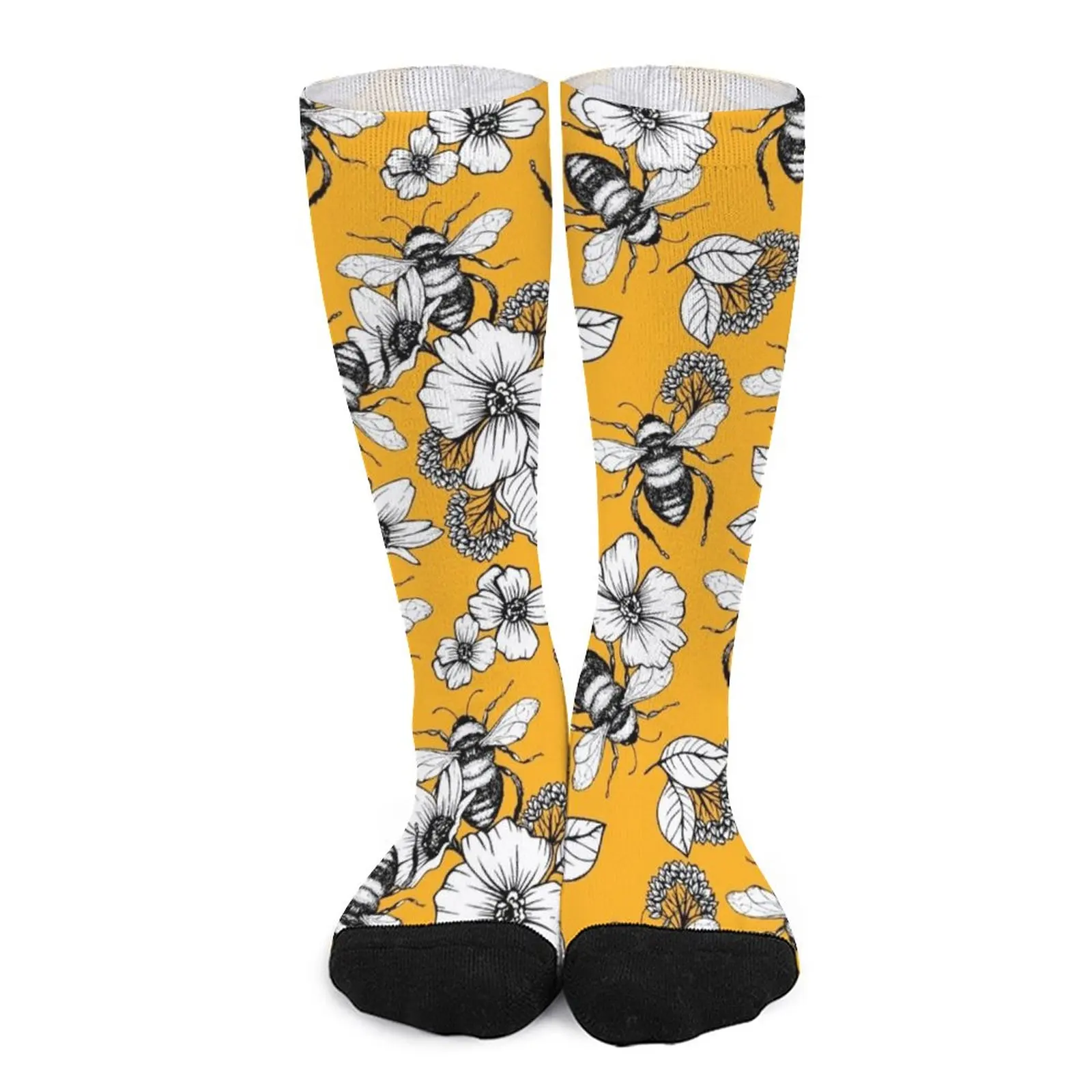 Vintage Honey Bee Seamless Pattern Socks non-slip soccer socks happy socks compression socks men Heating sock