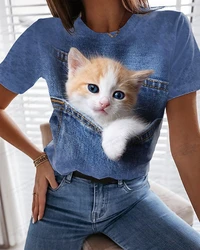 Summer Women's T-shirt Anime Cat 3d Print Tshirt Women Fashion T-shirt Funny Kawaii T Shirt Animal Tshirt Girl Tops Tees Kids
