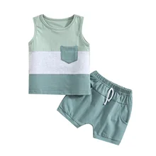 Lioraitiin Toddler Boy 2Pcs Summer Clothing Set Sleeveless Striped Vest Top Solid Shorts Casual Boys Outfit
