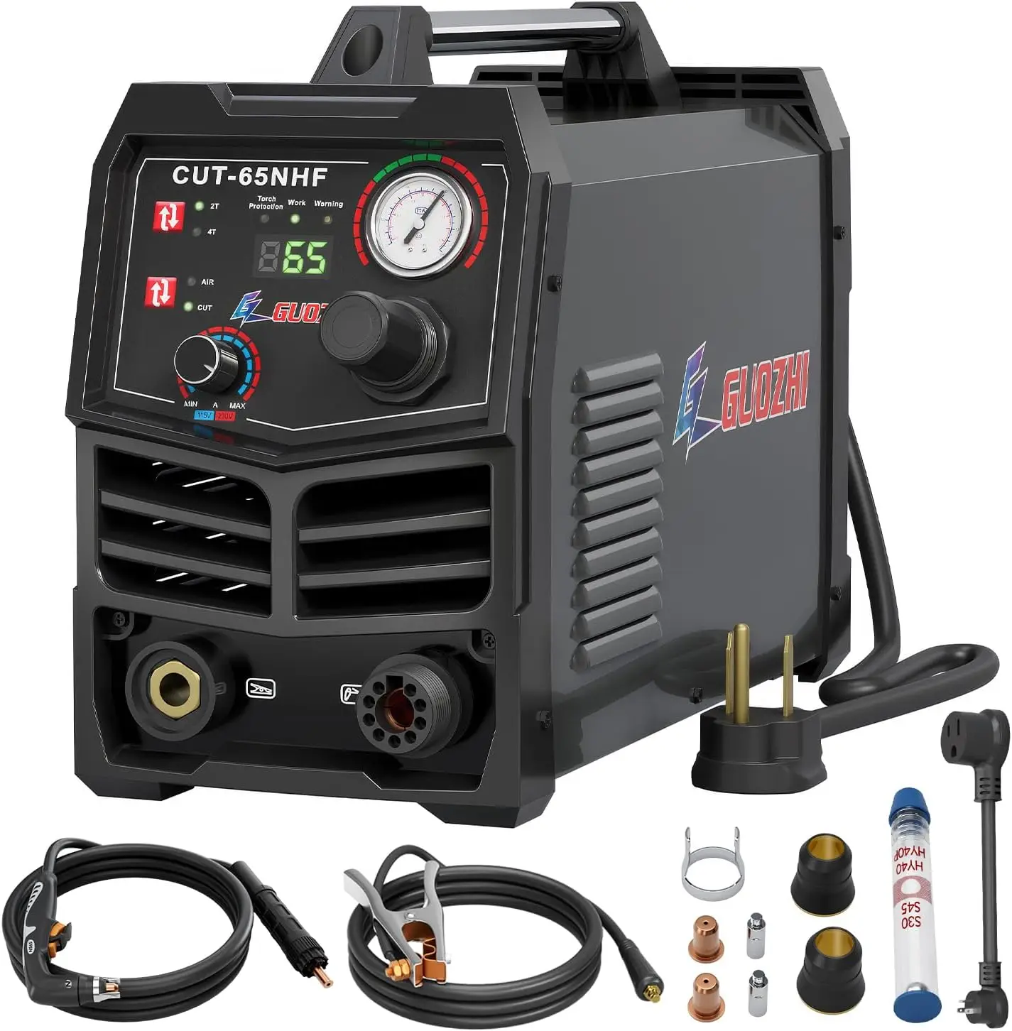 Plasma Cutter, 65 Amp Non-HF Non-Touch Pilot Arc, THC Torch Height Control Enabled 1" Clean Cut,