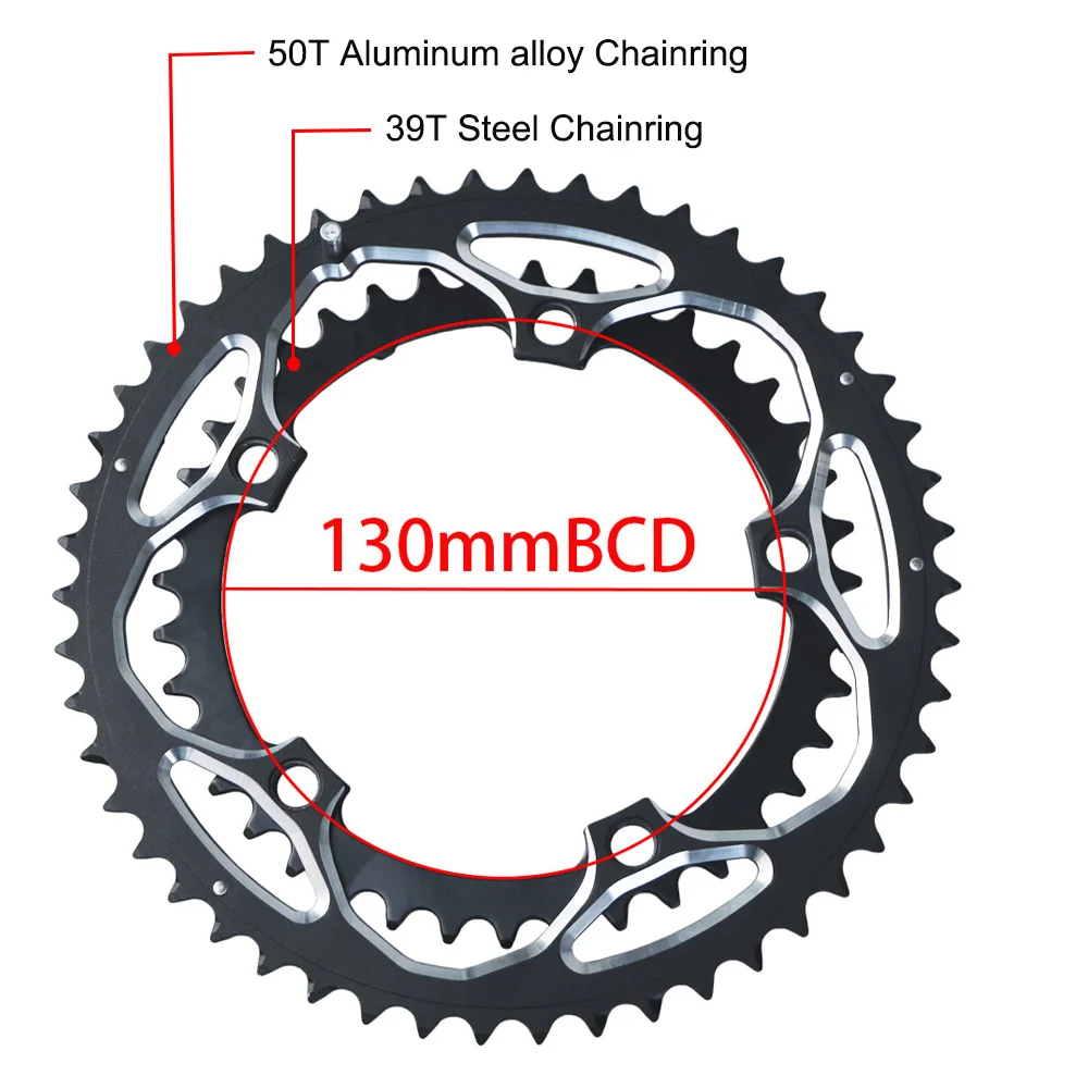 130 BCD Double Chainring 39/50T Road Bike Chainring Aluminum Alloy 10/11 Speed Folding Bicycle Crankset 2*10/11 Bike Parts