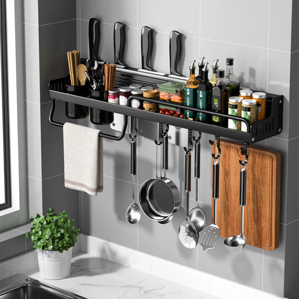 

Kitchen Organizer Multifunctional Wall-mounted Spice Rack Knife Shovel Spoon Chopsticks Condiment Storage Shelf Kitchen Supplies