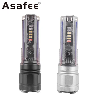 Asafee X-36 LED 키체인 조명, IPX4 방수 EDC 미니 손전등 토치, 텔레스코픽 줌 충전식 램프, 1000LM
