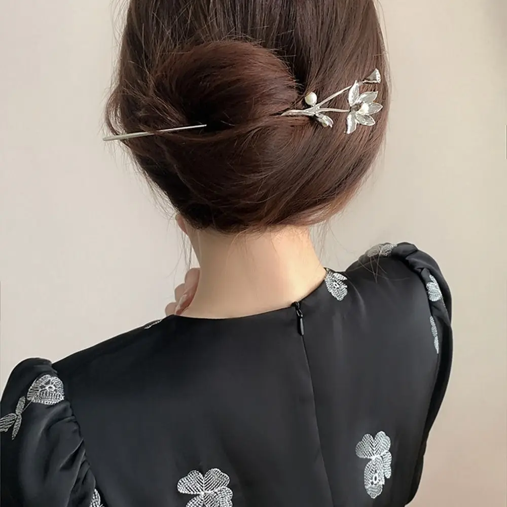 Antike Perlen Blumen Haarnadel Chinesischer Stil Metall Stab_voghion.com