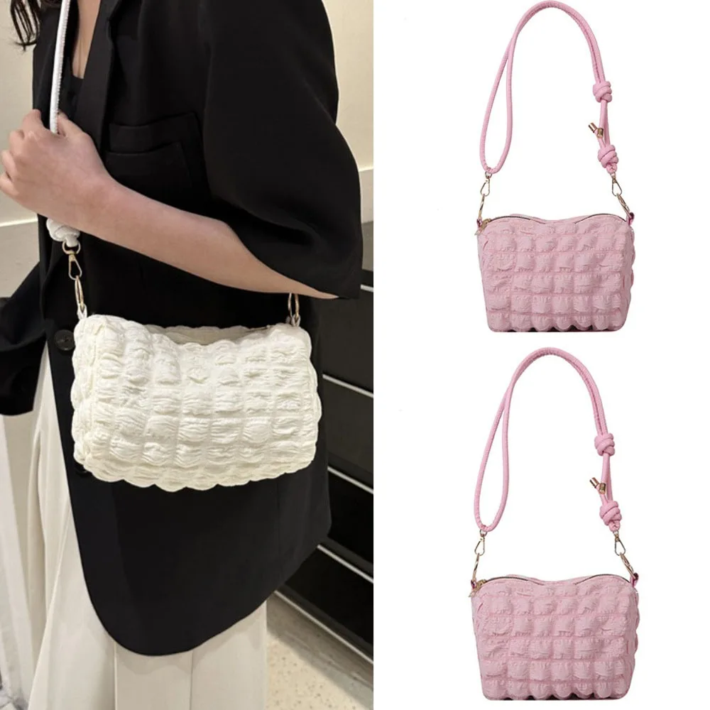 

Клетчатая сумка-тоут для подмышек, неформальная вместительная плиссированная пузырьковая Сумочка, универсальная и легкая женская тоут