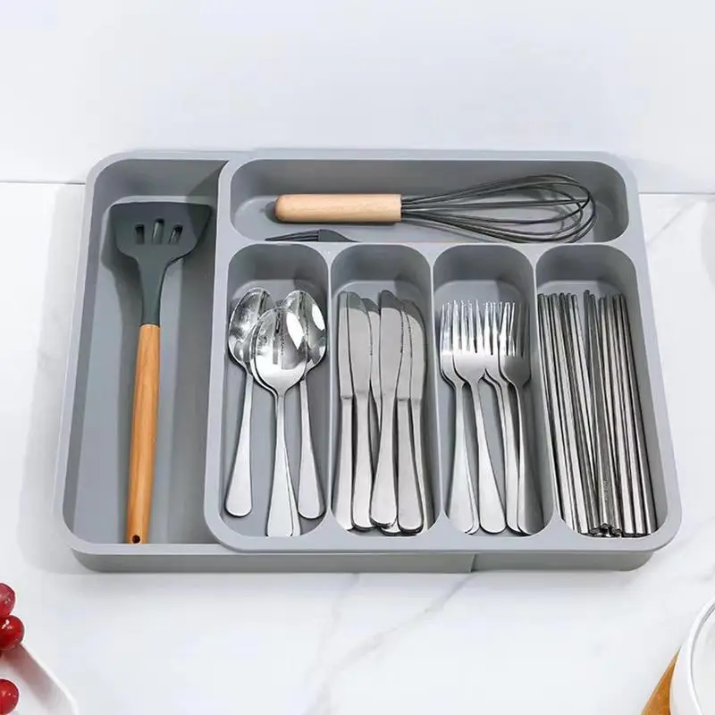 

Knife Drawer Box Organizer Fork Tableware Separation Expandable Storage Cutlery Spoon Holder Tray 6-slot Kitchen Block