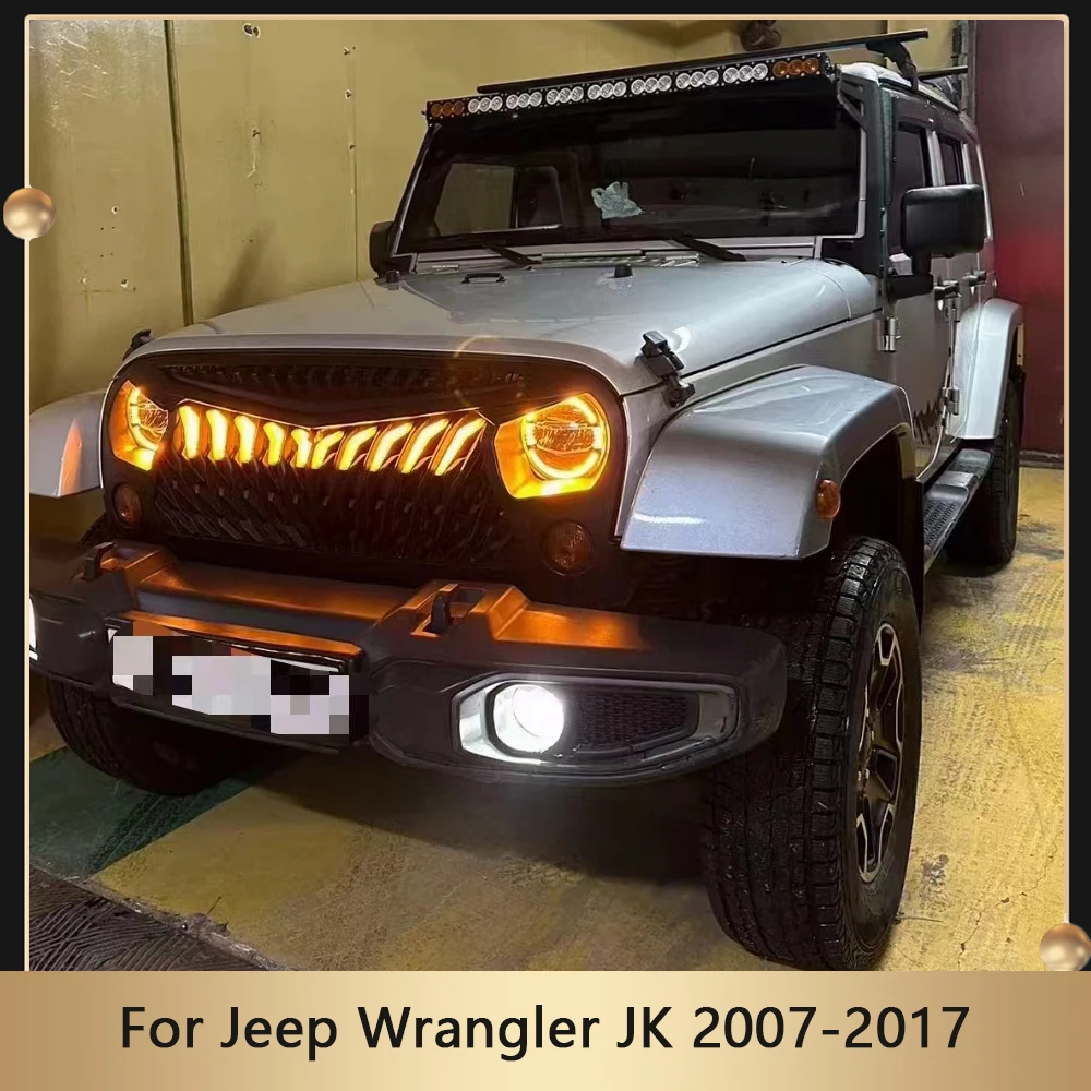 

Modified Grill Accessories Hawlk Wings 4x4 Offroad Front Car Grille For Jeep Wrangler JK 2007-2017 Racing Grills Bumper Grid
