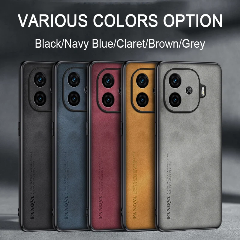 For Vivo IQOO Z9 Turbo Sheepskin Leather Case Soft Back Cover for Vivo IQOO Z9 Turbo Shockproof Matte Bumper Protector Cover