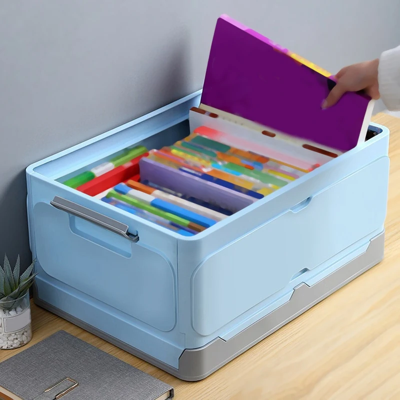 

1 Pcs Folding Storage Box Plastic Book Toy Capacity Portable Car Storage Box Closet Organizer Stackable Box