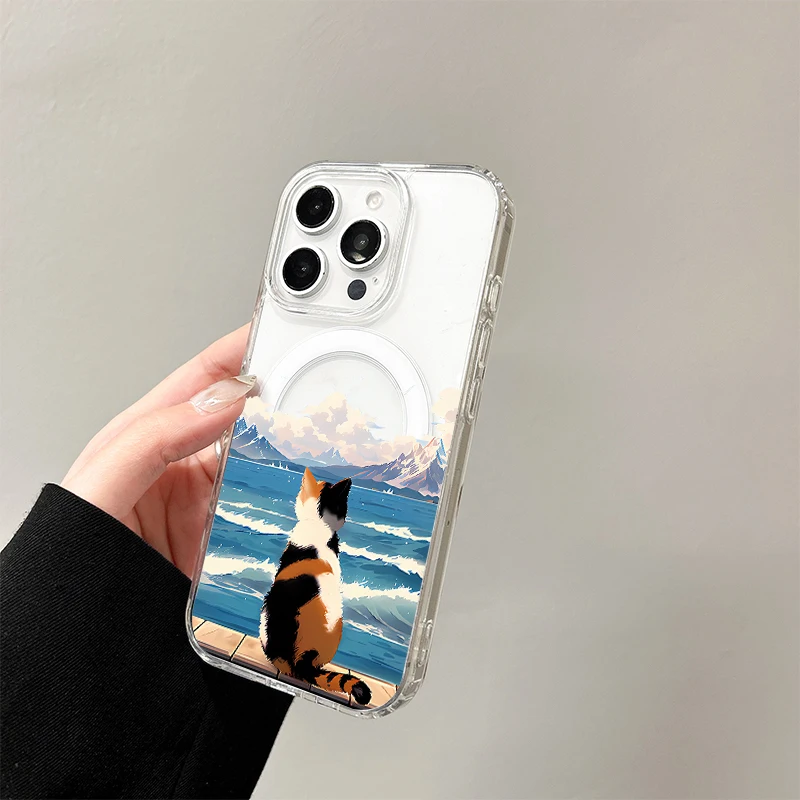 Cute Calico Cat Magnetic Phone Case Cover
