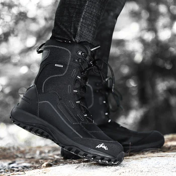 Men`s Snow Boots  2023 Winter Outdoor Waterproof Hiking Mens Shoes Sneakers  Size 48 non-slip Boots with Warm Fur  Free Shipping