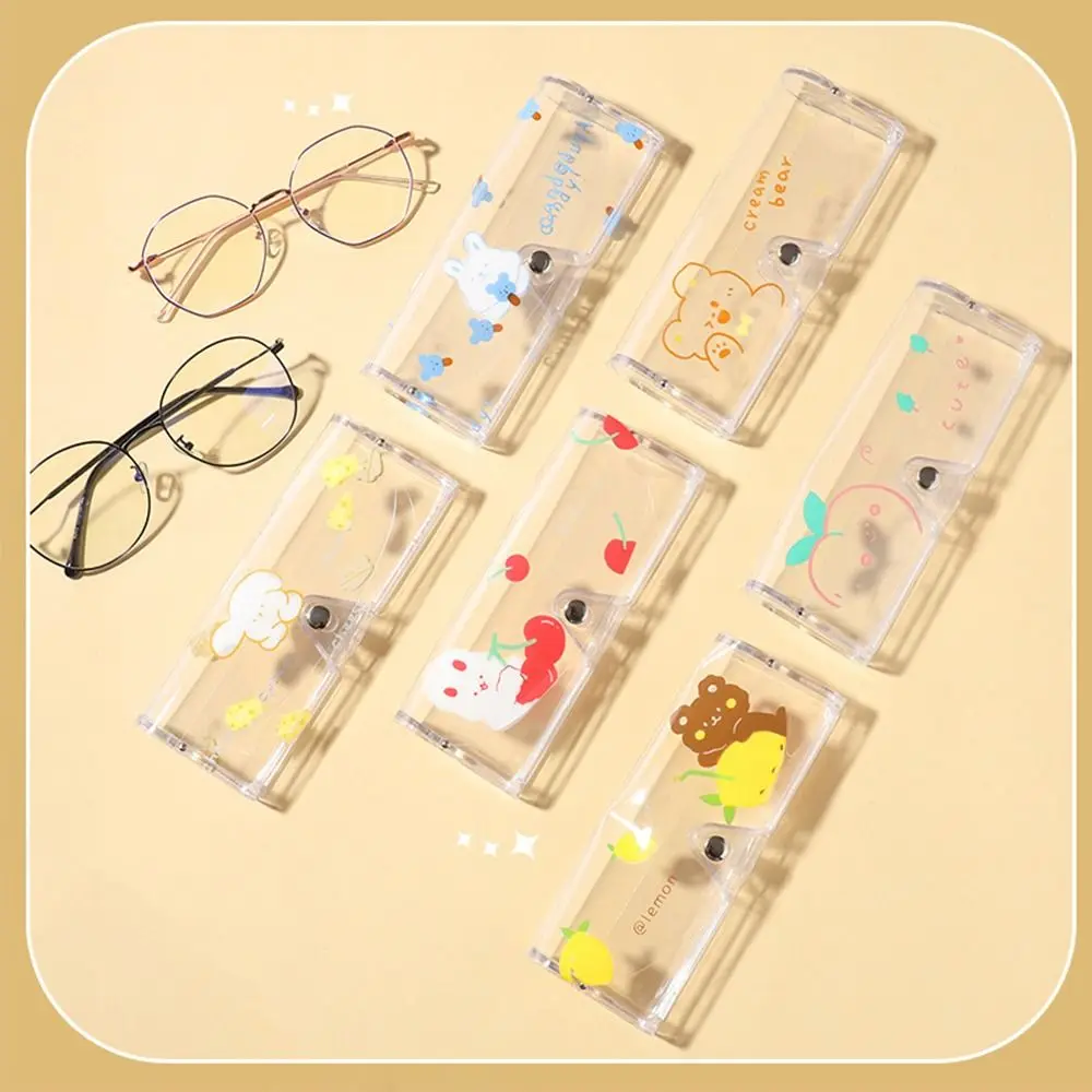 

1PC Unisex Cartoon PVC Eyeglasses Case Transparent New Anti-Fall Cartoon Myopia Glasses Cover Eyewear Case Color Random