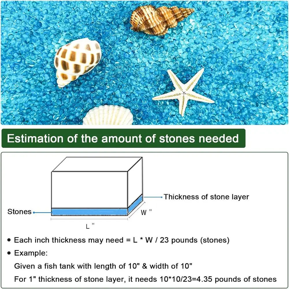 1.1 Lbs Small Aquarium Substrate Gravel Sand, Polished Smooth Fish Tank Gravel, Colorfast Uncoated Vibrant Blue Sea Glass