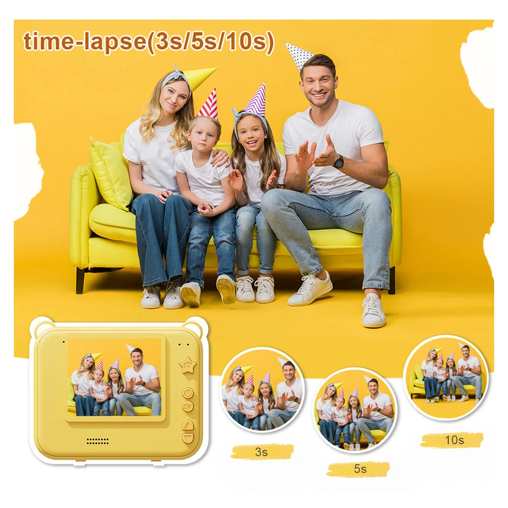 열화상 카메라 셀카 비디오 디지털 카메라, 어린이 비디오 녹음기, 즉석 인쇄 사진, 교육용 생일 선물, 2 인치 화면