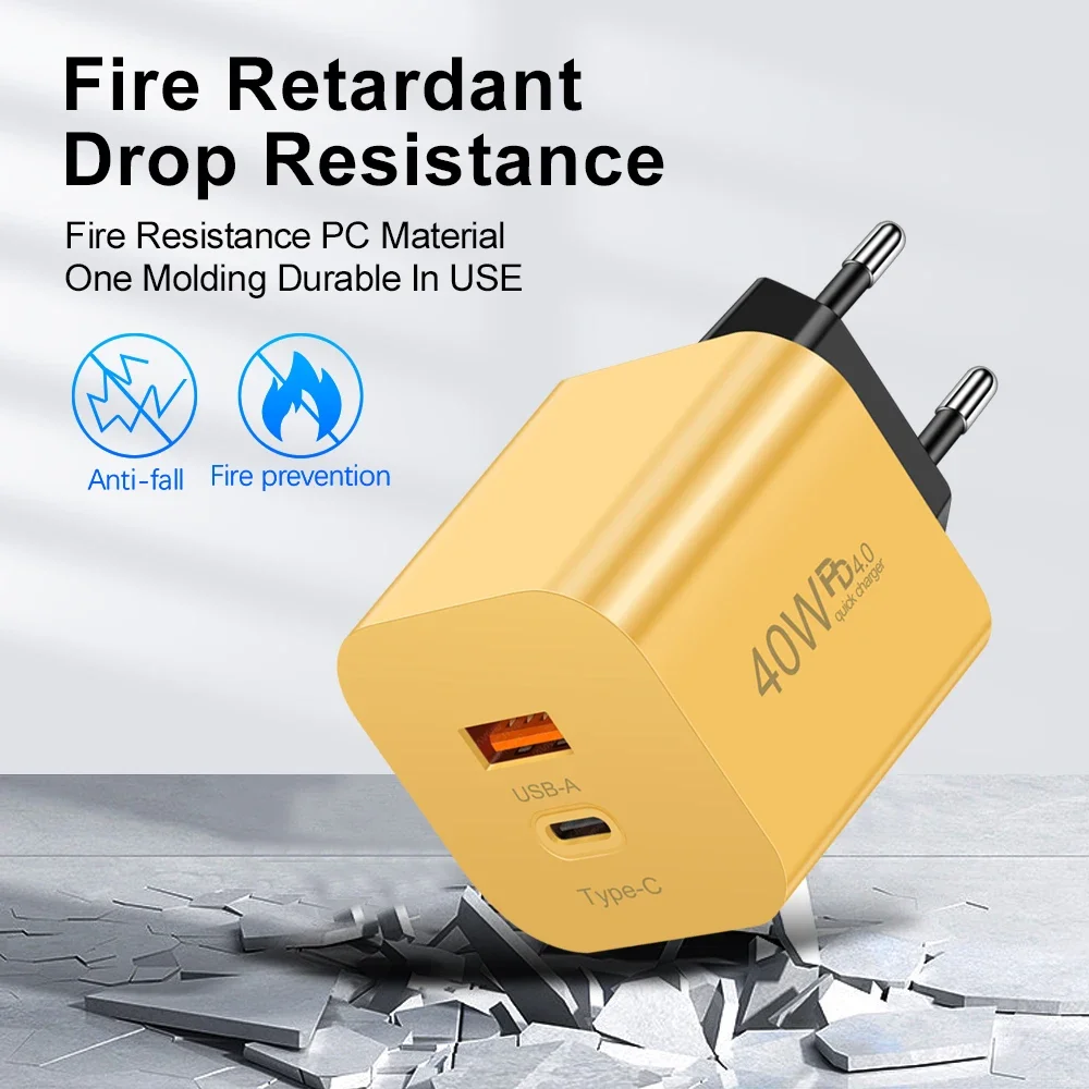 40W USB C Charger Fast Charging Charge PD Type C Wall Charger For iPhone 15 16 Xiaomi Samsung Mobile Phone Adapter EU/US/UK Plug